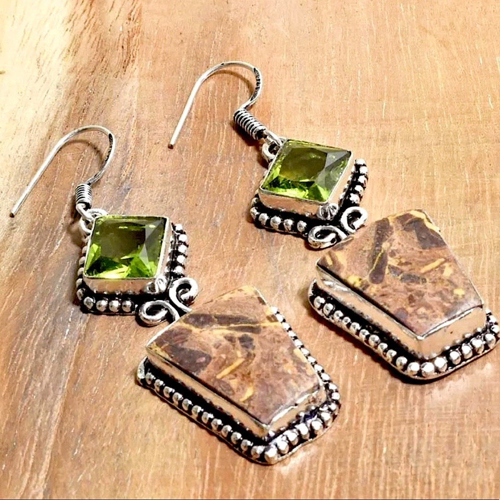 Rainforest Jasper/Quartz Earrings